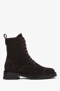 Women's Low Dark Brown Ankle Boots made of Premium Italian Velour Estro ER00118380.