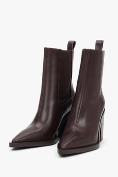 Estro women's cowboy boots, dark brown, low, made of genuine leather.