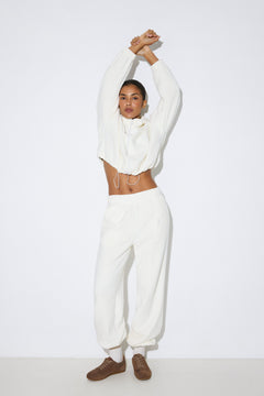Women's Milk White Fleece Tracksuit Set Estro ER00118831.