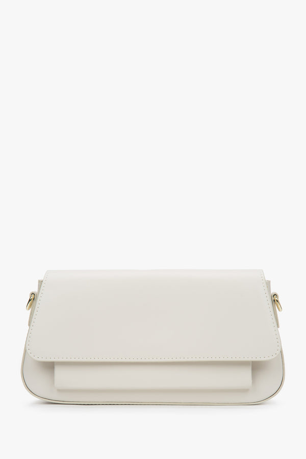 Women's Milky Beige Crossbody Bag made of Premium Italian Genuine Leather Estro ER00117488.