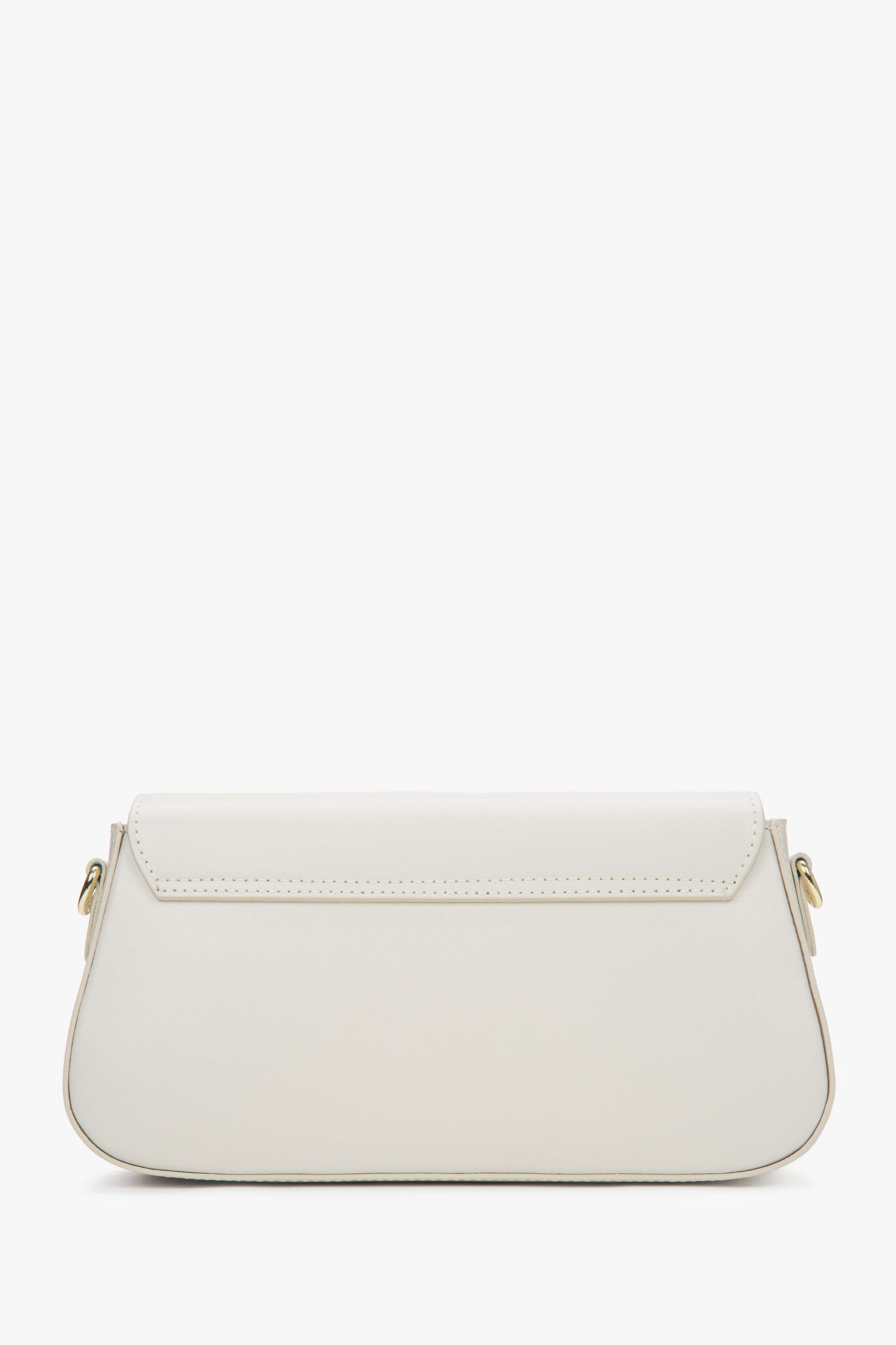 Shoulder bag, handy design, milk beige, crafted from premium natural Italian leather, Estro.