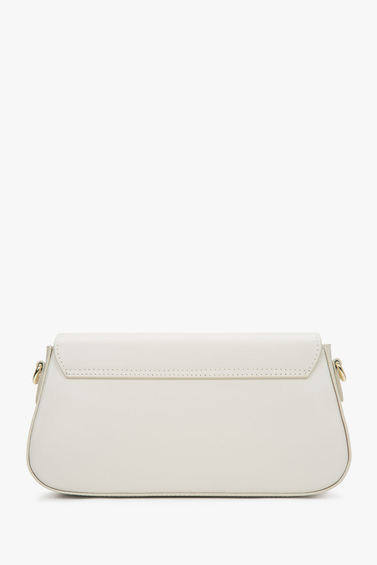 Shoulder bag, handy design, milk beige, crafted from premium natural Italian leather, Estro.