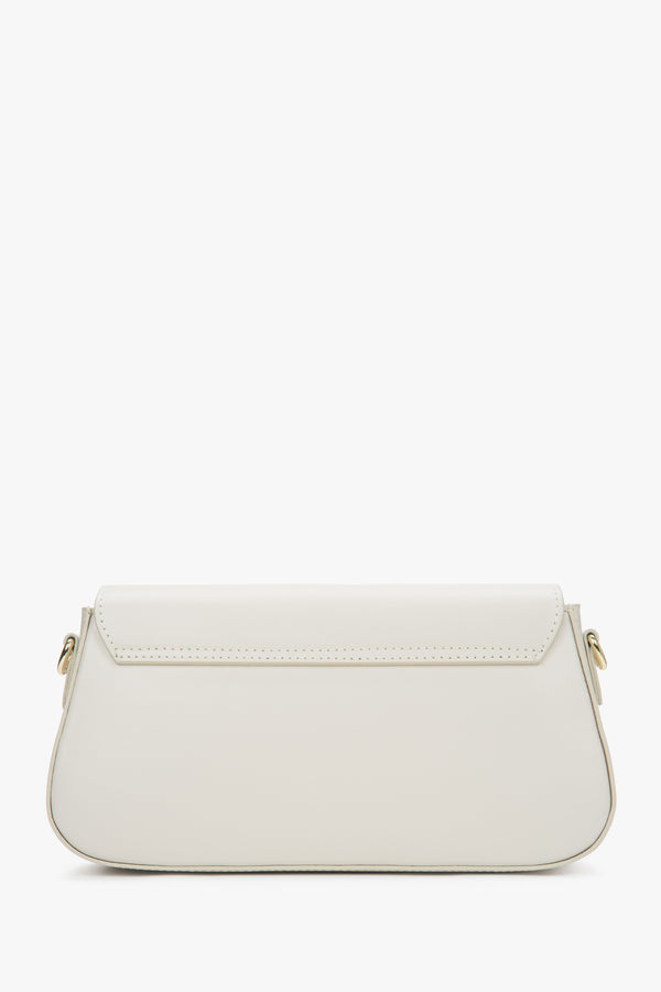 Shoulder bag, handy design, milk beige, crafted from premium natural Italian leather, Estro.