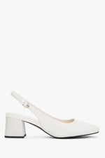 Women’s Milky Beige Leather Slingback Pumps with Square Block Heel Estro ER00119704.