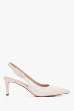 Women’s Milky Beige Leather Slingback Pumps with Stiletto Heel Estro ER00119282.