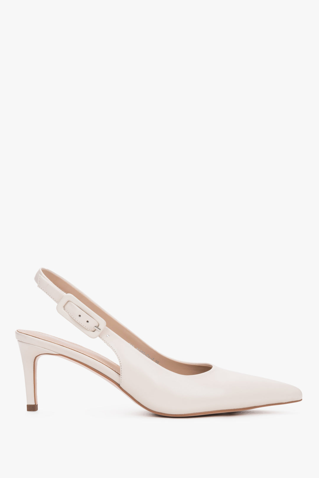 Women’s Milky Beige Leather Slingback Pumps with Stiletto Heel Estro ER00119282.