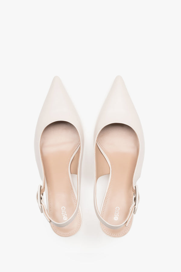 Estro summer slingback pumps featuring a luxury chevro kidskin leather lining.