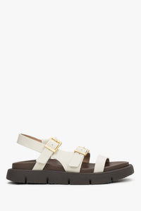 Women’s Milky-Beige Sandals made of Genuine Leather with Flexible Sole Estro ER00119834.