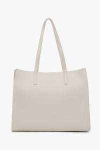 Women's Milky Beige Shopper Bag in Genuine Leather Estro ER00117104.