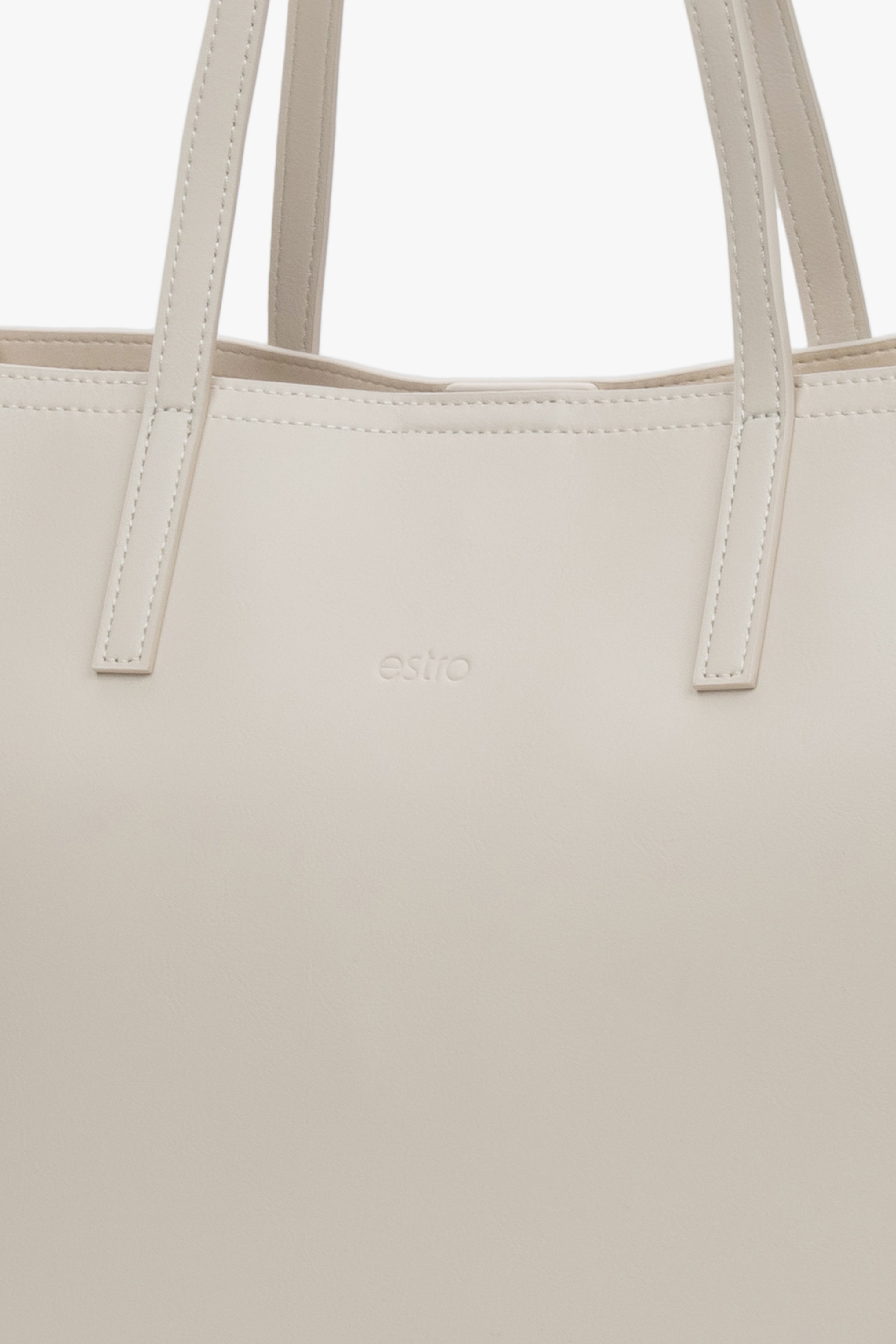 Milk-beige women’s leather shopper bag.