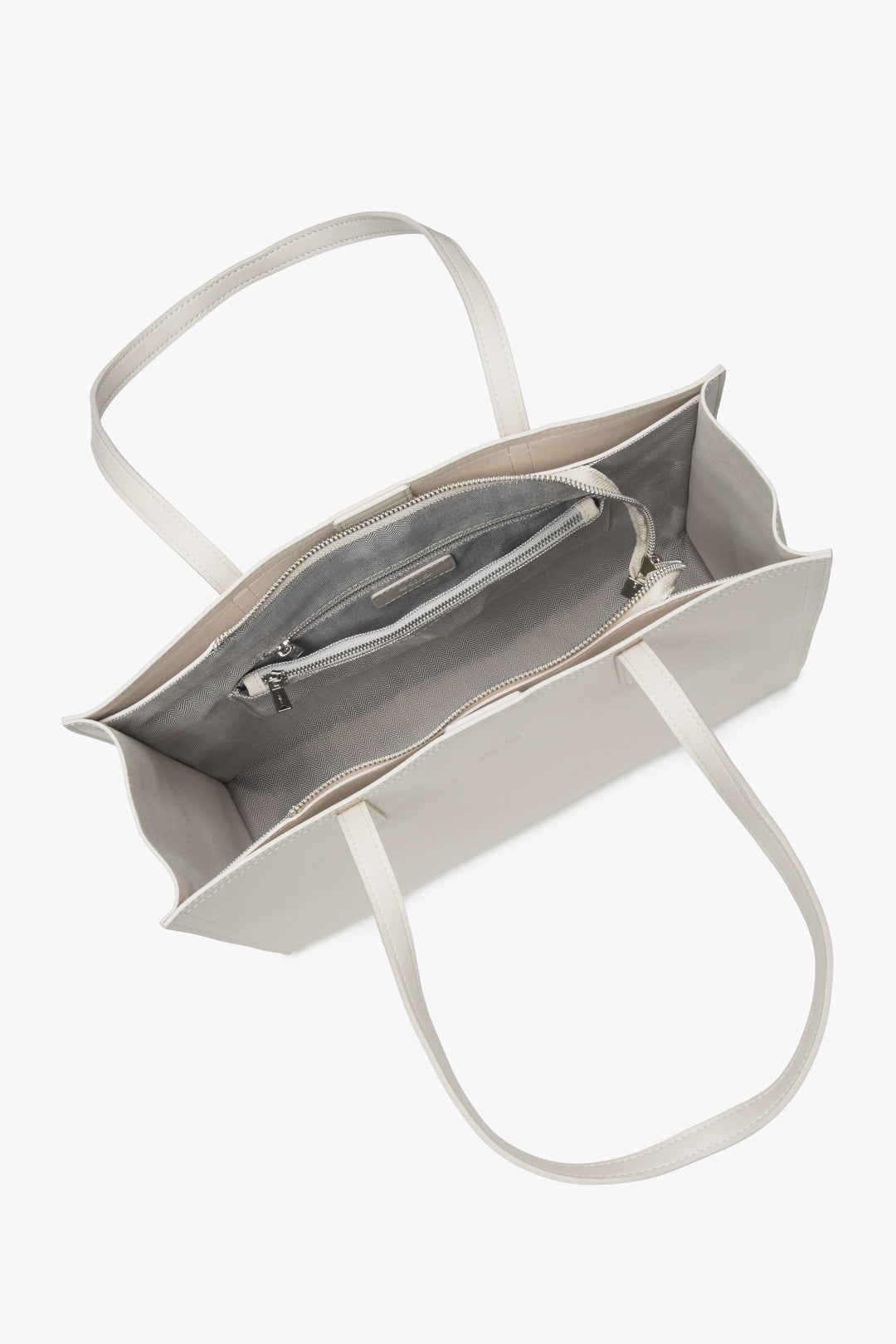 Women’s shopper bag, milk-beige, leather, Estro.