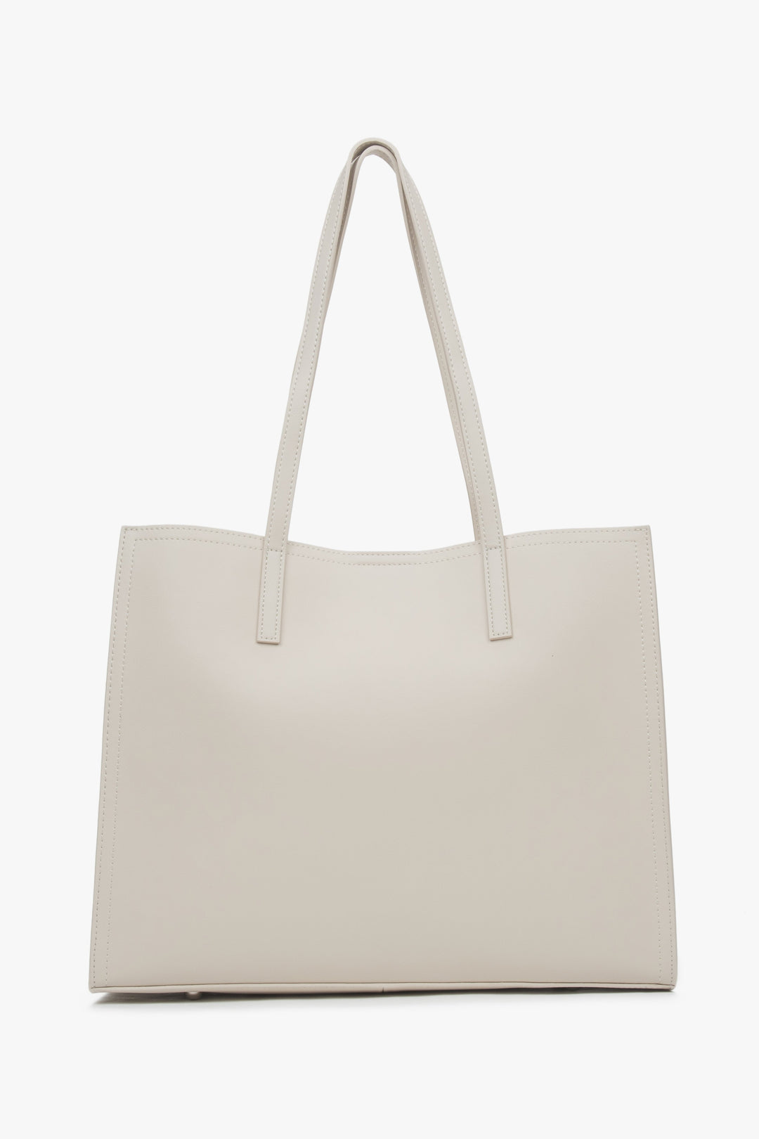 Made of genuine leather, milk-beige women’s shopper bag by Estro.