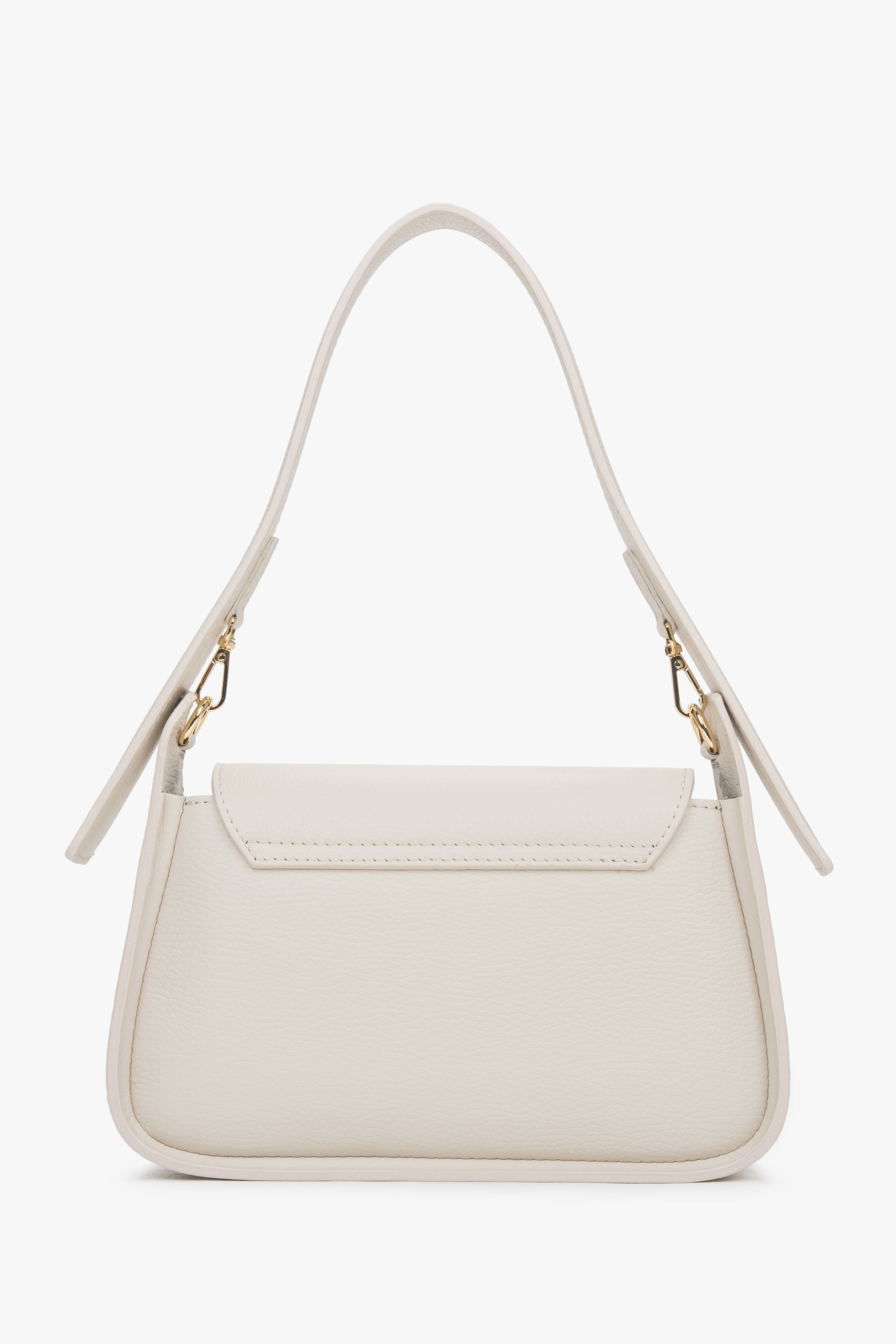 Women's shoulder bag, milky beige, made of premium Italian genuine leather, Estro.