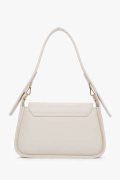 Women's shoulder bag, milky beige, made of premium Italian genuine leather, Estro.