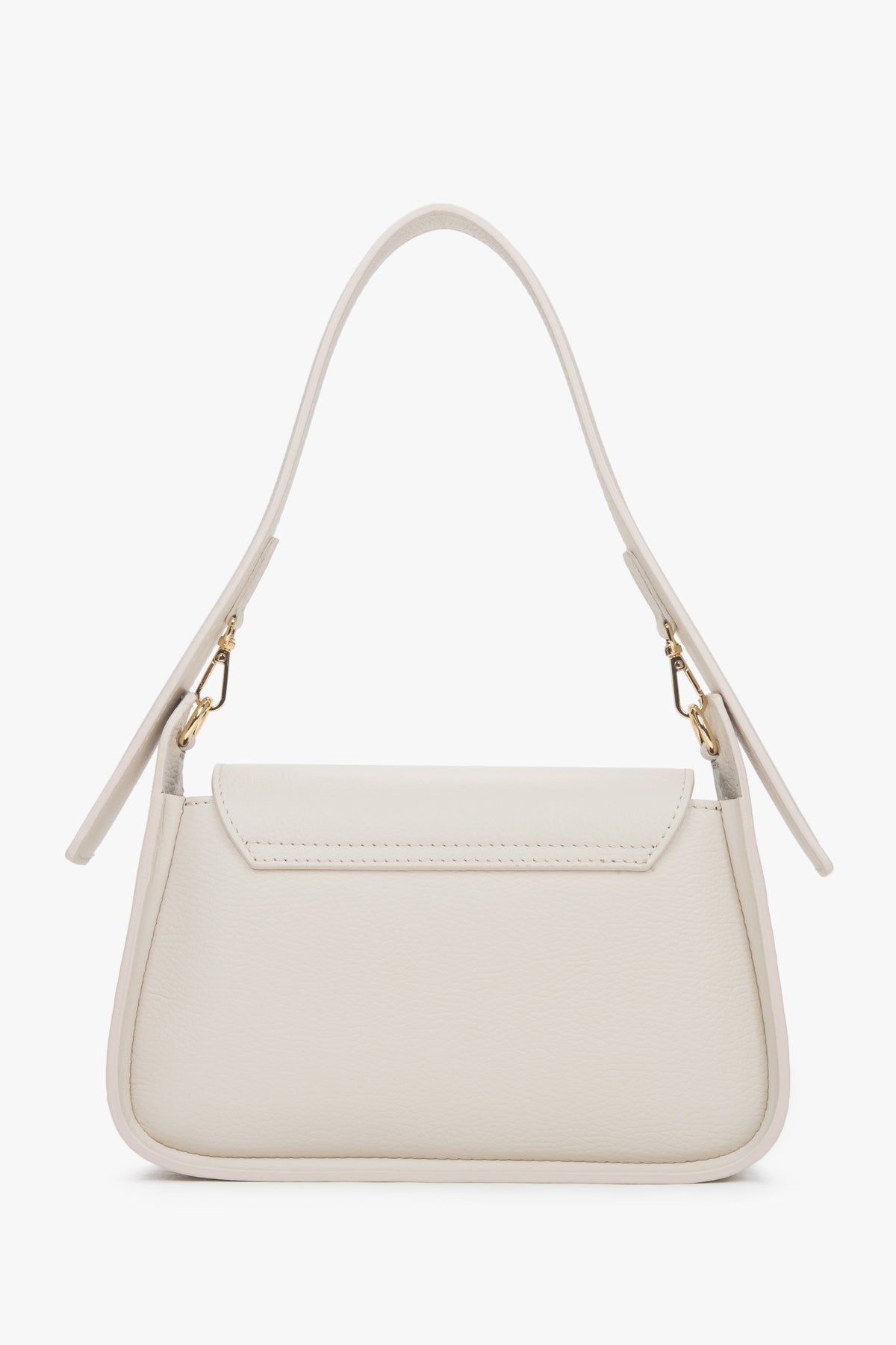 Women's shoulder bag, milky beige, made of premium Italian genuine leather, Estro.