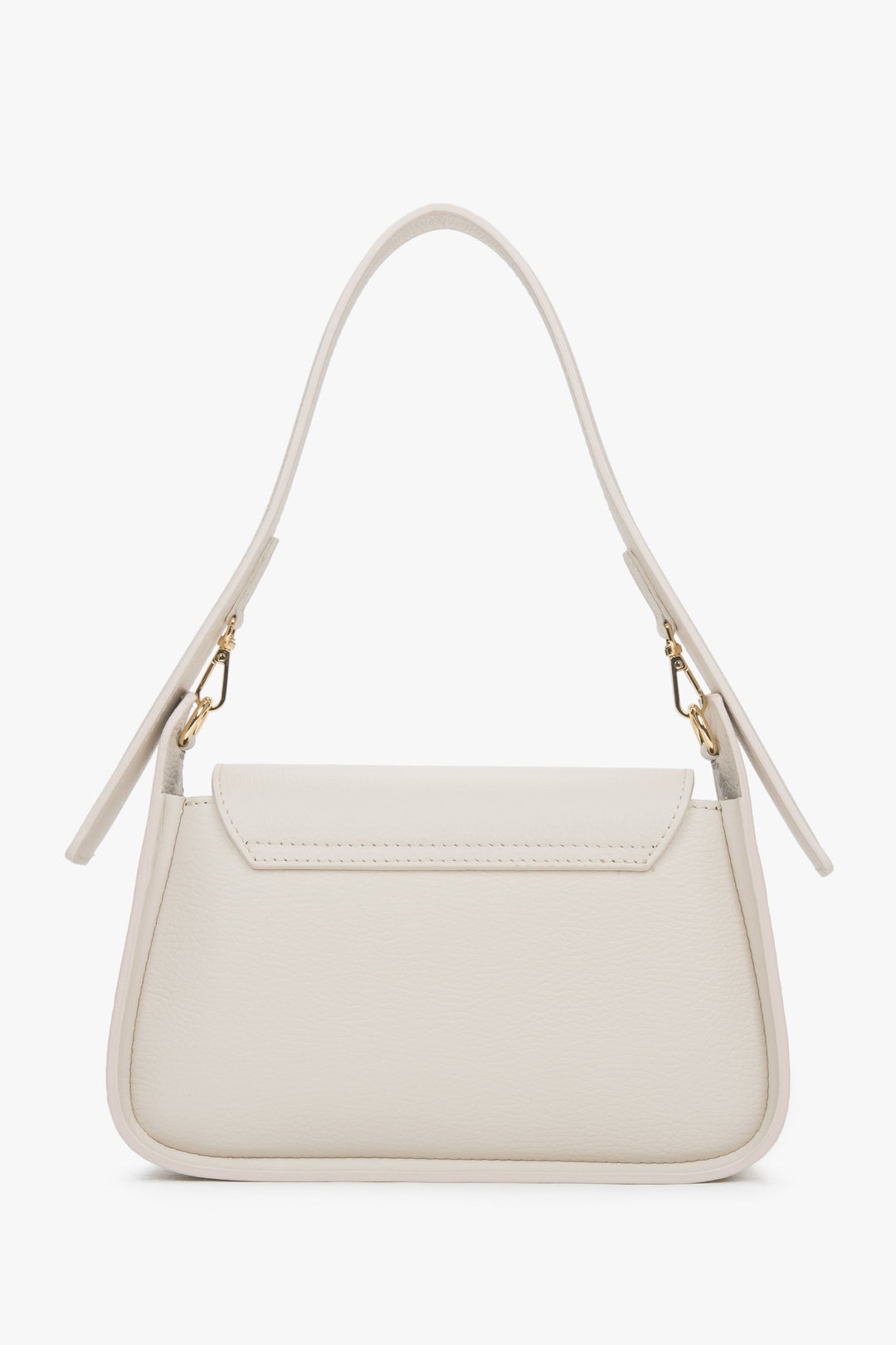 Women's shoulder bag, milky beige, made of premium Italian genuine leather, Estro.