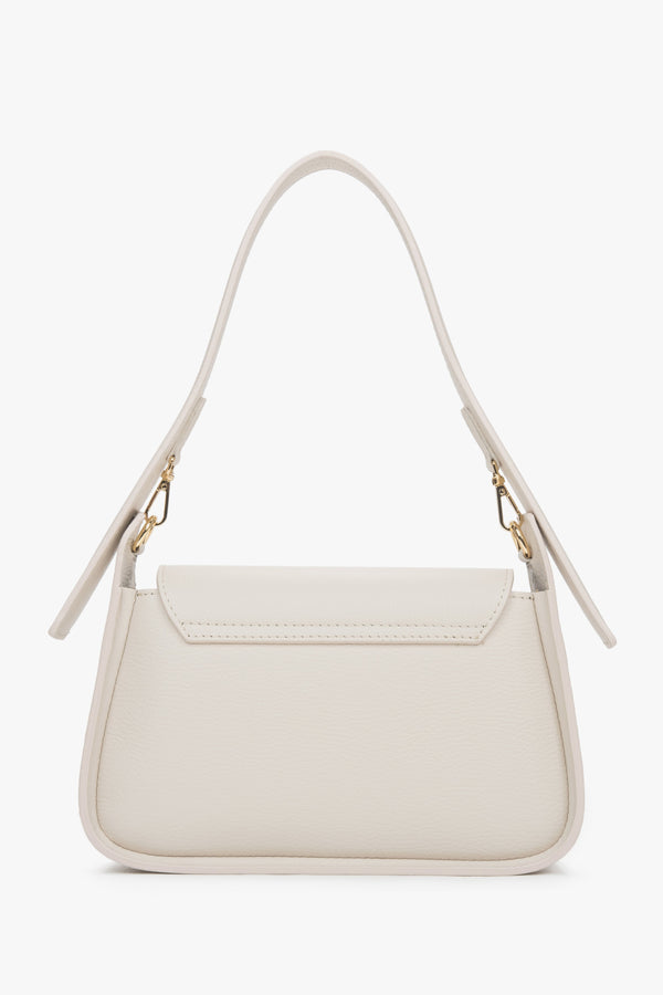 Women's shoulder bag, milky beige, made of premium Italian genuine leather, Estro.