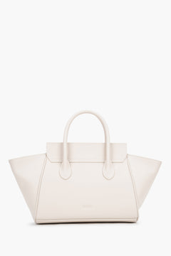 Women’s Milky-Beige Top-Handle Tote Bag made of Genuine Leather Estro ER00119883.
