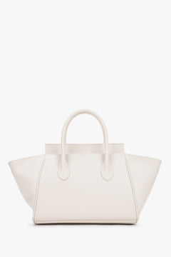 Smooth, geometric back of the bag crafted from genuine leather, highlighting the design’s perfect lines and symmetry.