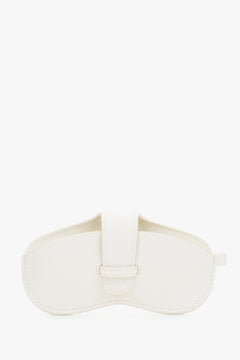 Women's milky white genuine leather glasses case Estro, showcasing its clean minimalist silhouette and bright, elegant tone.