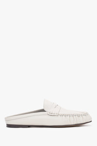 Women’s Milky-White Leather Mule Loafers with Closed Toe Estro ER00119866.