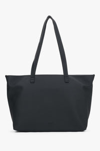 Women's Minimalist Black Genuine Leather Shopper Bag Estro.