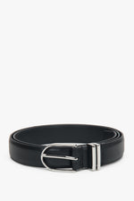 Women’s Minimalist Black Leather Belt with Silver-Tone Hardware Estro ER00118260.