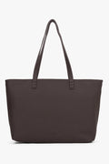 Women's Minimalist Dark Brown Genuine Leather Shopper Bag Estro ER00120564.