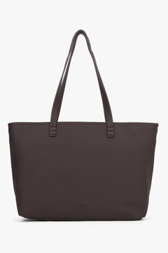 Women's Minimalist Dark Brown Genuine Leather Shopper Bag Estro ER00120564.