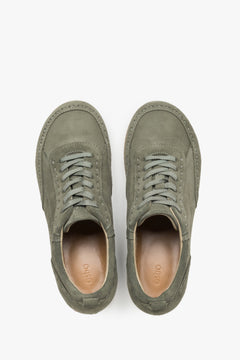 Estro women's barefoot sneakers, olive, crafted from Premium natural Italian velour.