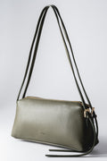 Women's Olive Oblong Shoulder Bag made of Pebbled Italian Leather Estro ER00120582.