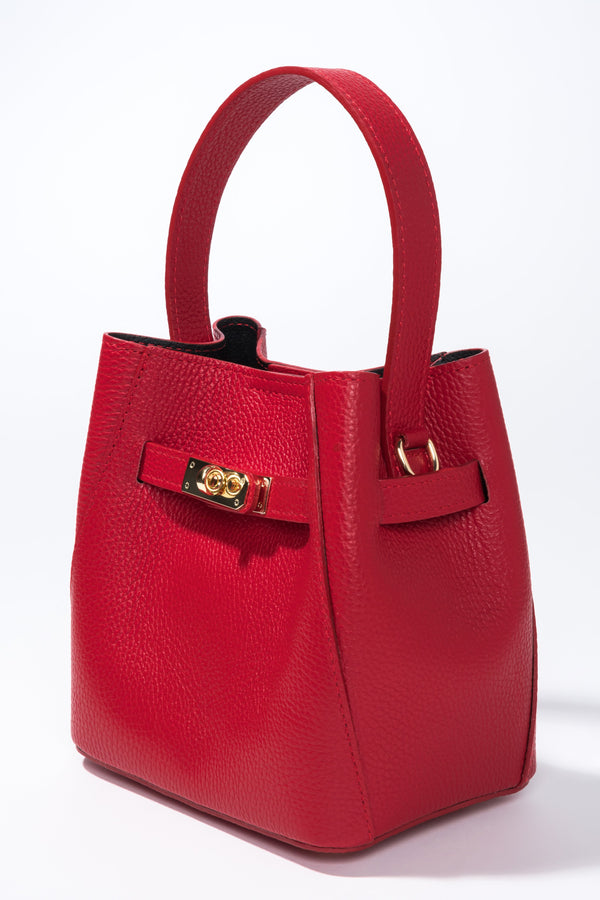 Women's Red Handy Satchel Handbag made of Premium Italian Genuine Leather Estro ER00120511.