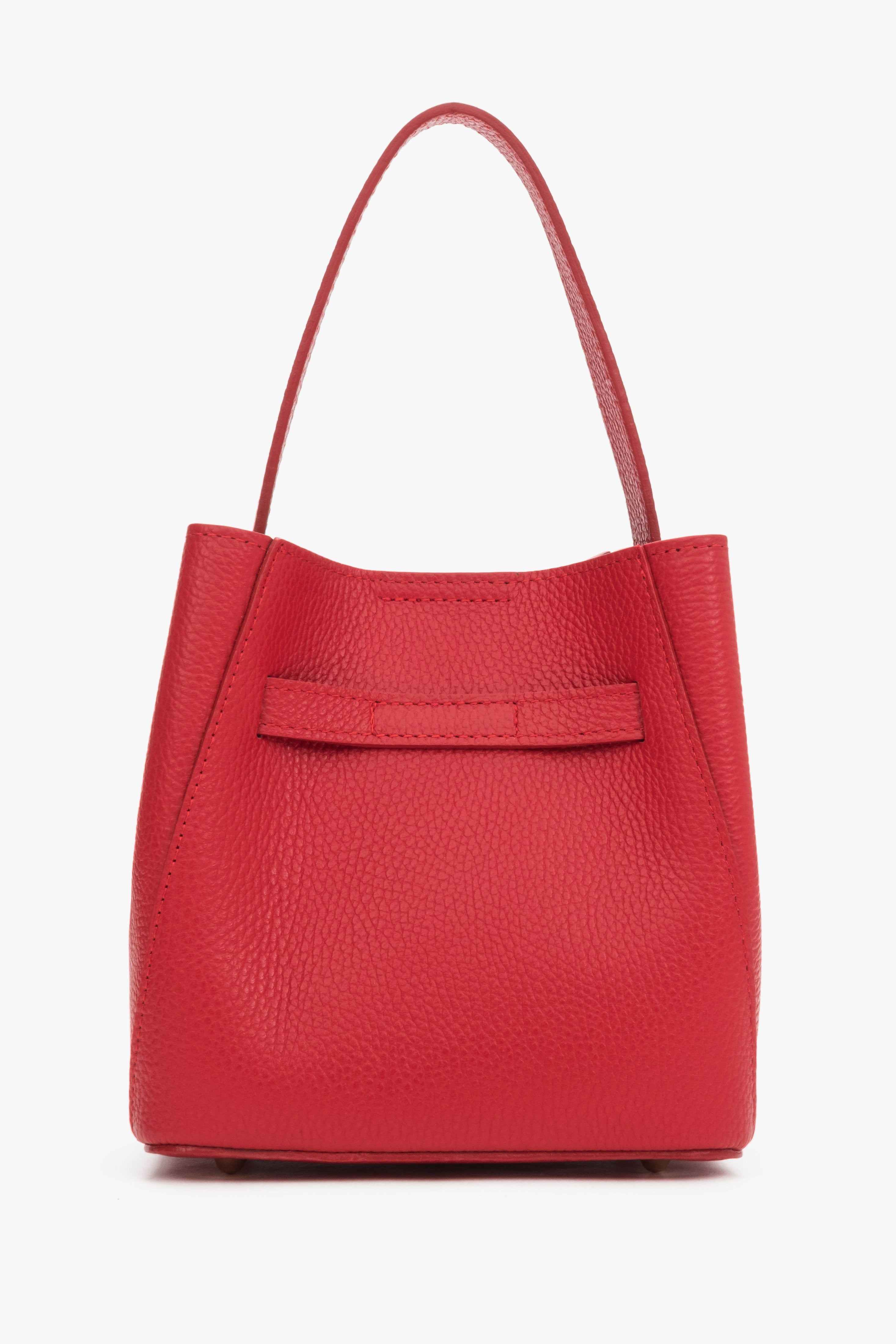 Handy women’s handbag in red, satchel style, premium Italian leather.