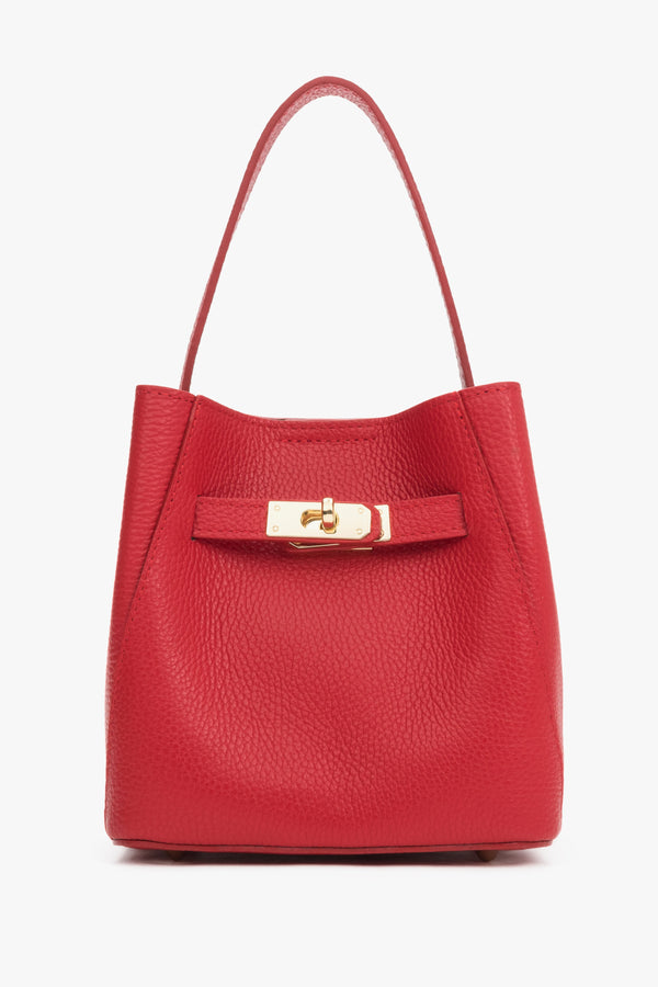 Handy red women’s satchel bag made of premium Italian genuine leather.