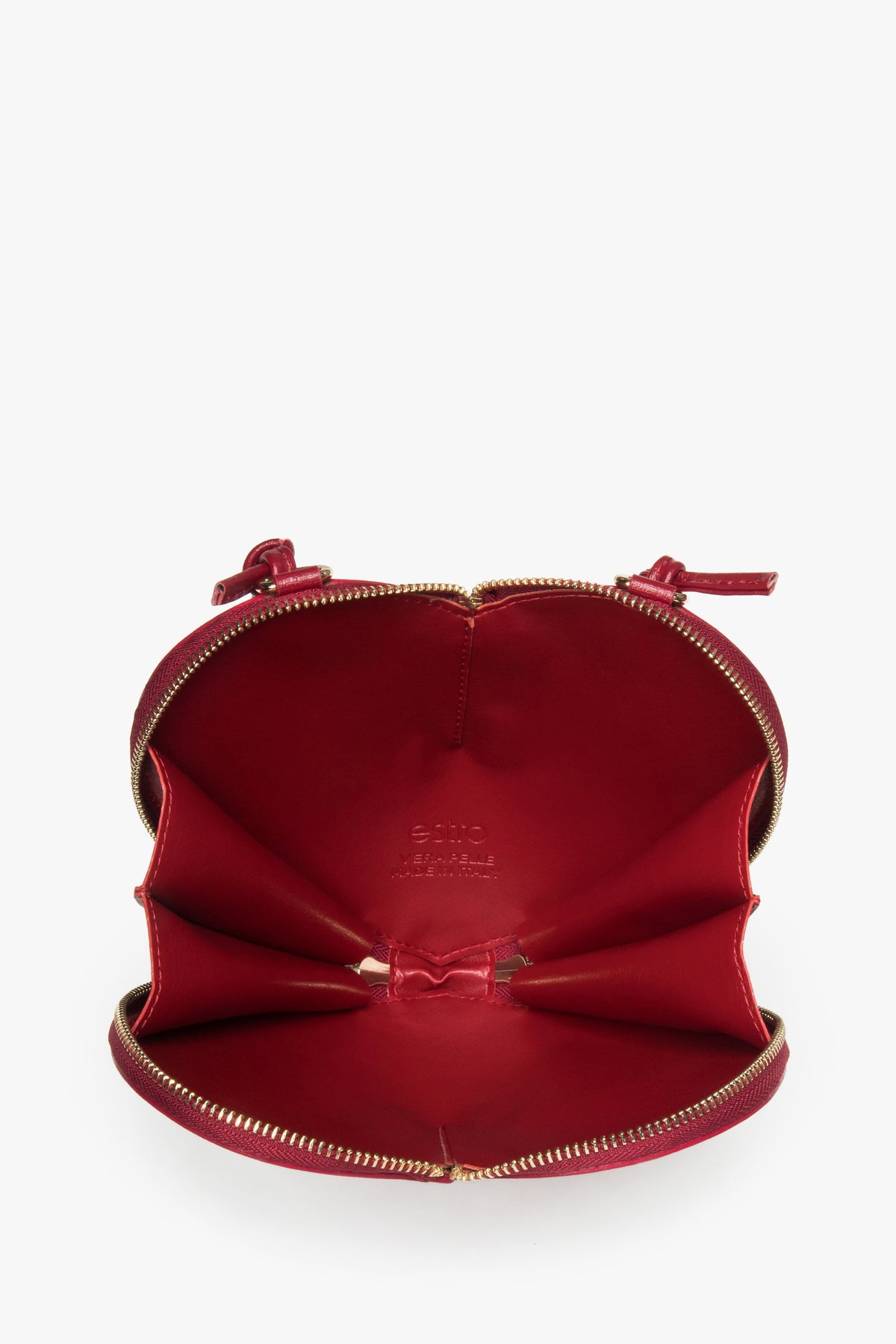 Women's heart bag in red genuine leather by Estro.