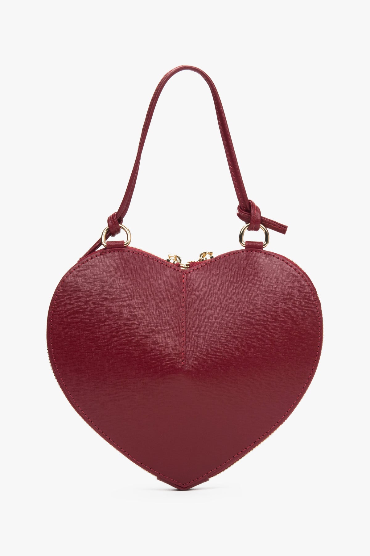 Stylish red leather heart purse – women’s bag by Estro.