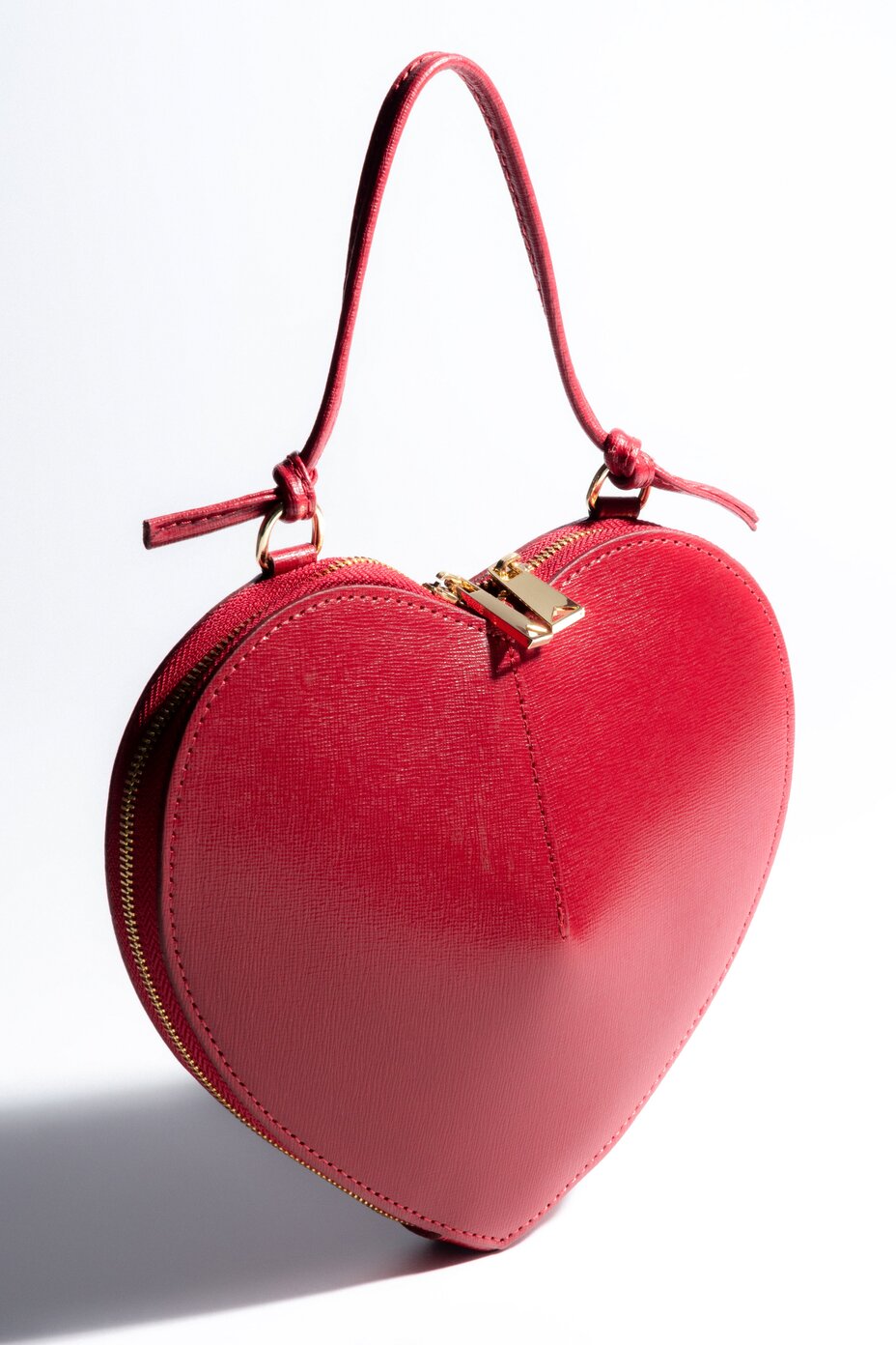Womens Red Leather Heart-Shaped Bag Estro ER00117421