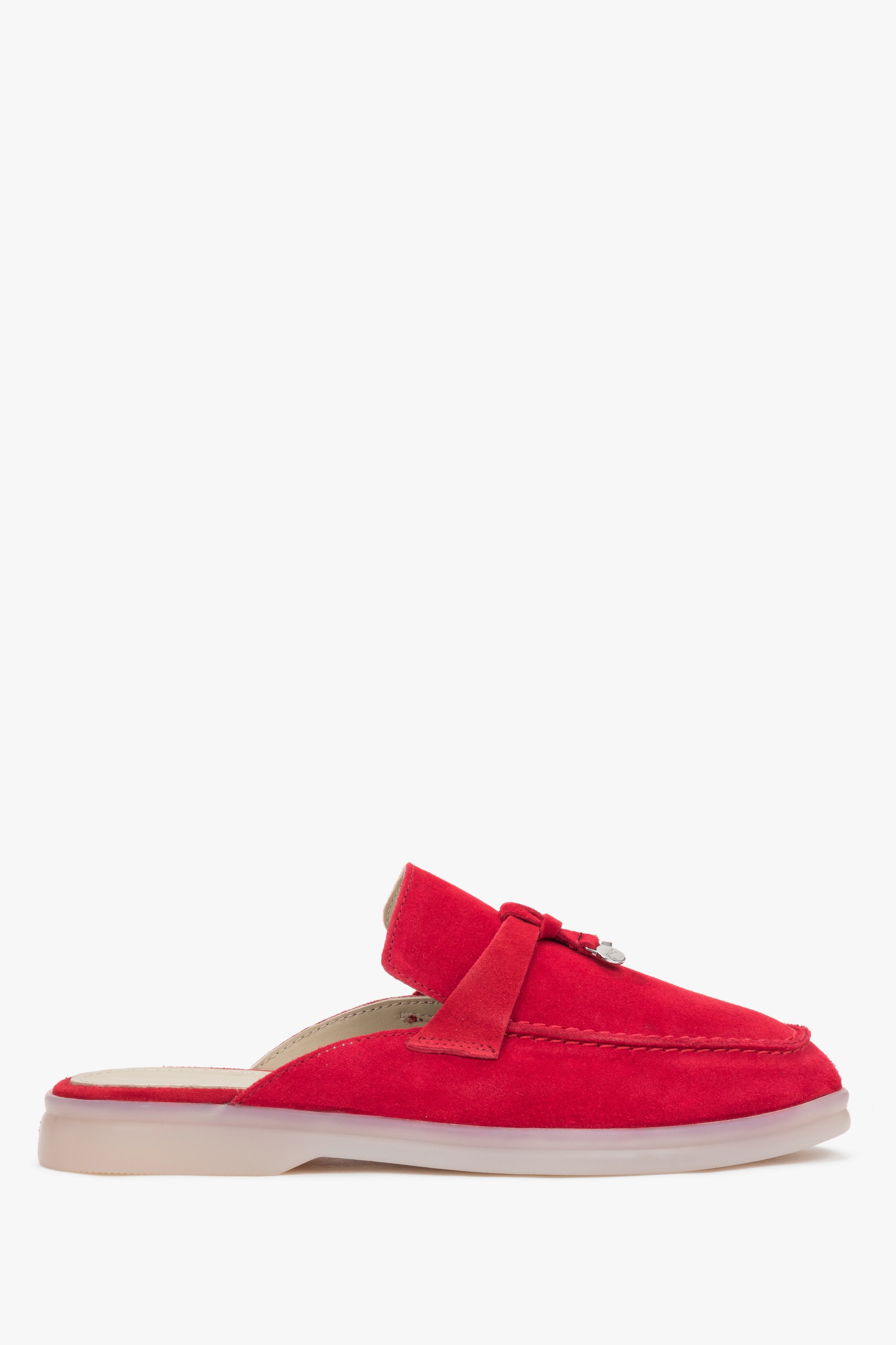 Women’s Red Mules made of Soft Premium Italian Genuine Velour Estro ER00119613.