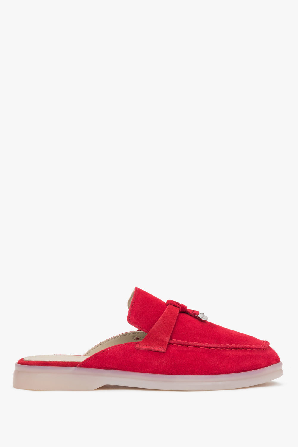 Women’s Red Mules made of Soft Premium Italian Genuine Velour Estro ER00119613.