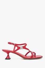 Women’s Red Sandals with a Funnel Heel and Woven Straps Estro ER00116918.