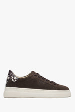 Women's Saddle Brown Animal Print Velour Sneakers.