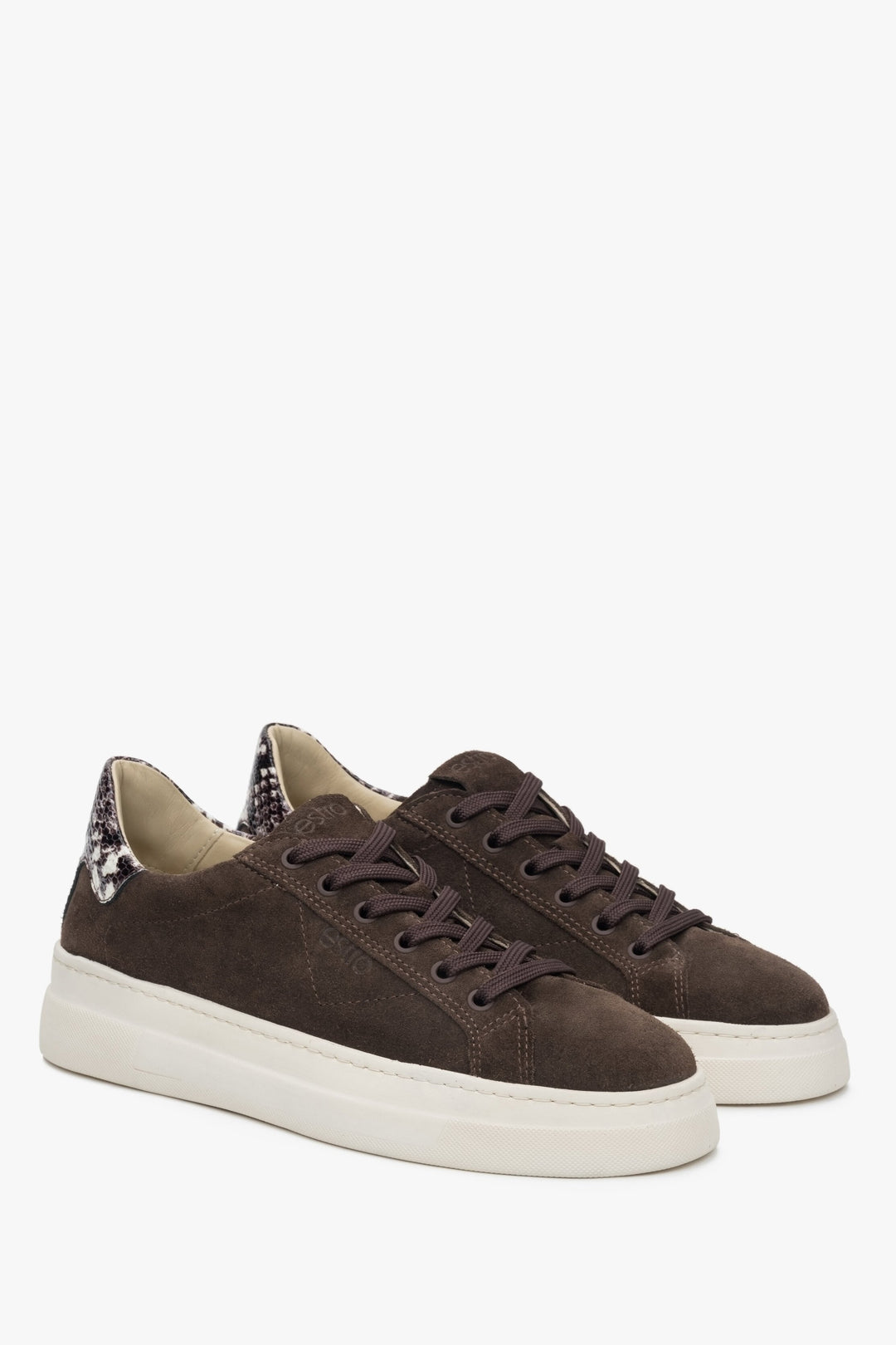 Women's Estro Sneakers - Saddle Brown, Animal Print, Italian Velour.