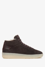 Women's Saddle Brown Italian Velour High-Top Sneakers Estro ER00116566.