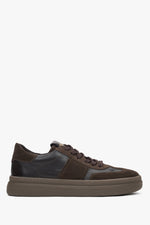 Women's Saddle Brown Low-Top Sneakers made of Velour and Leather Estro.