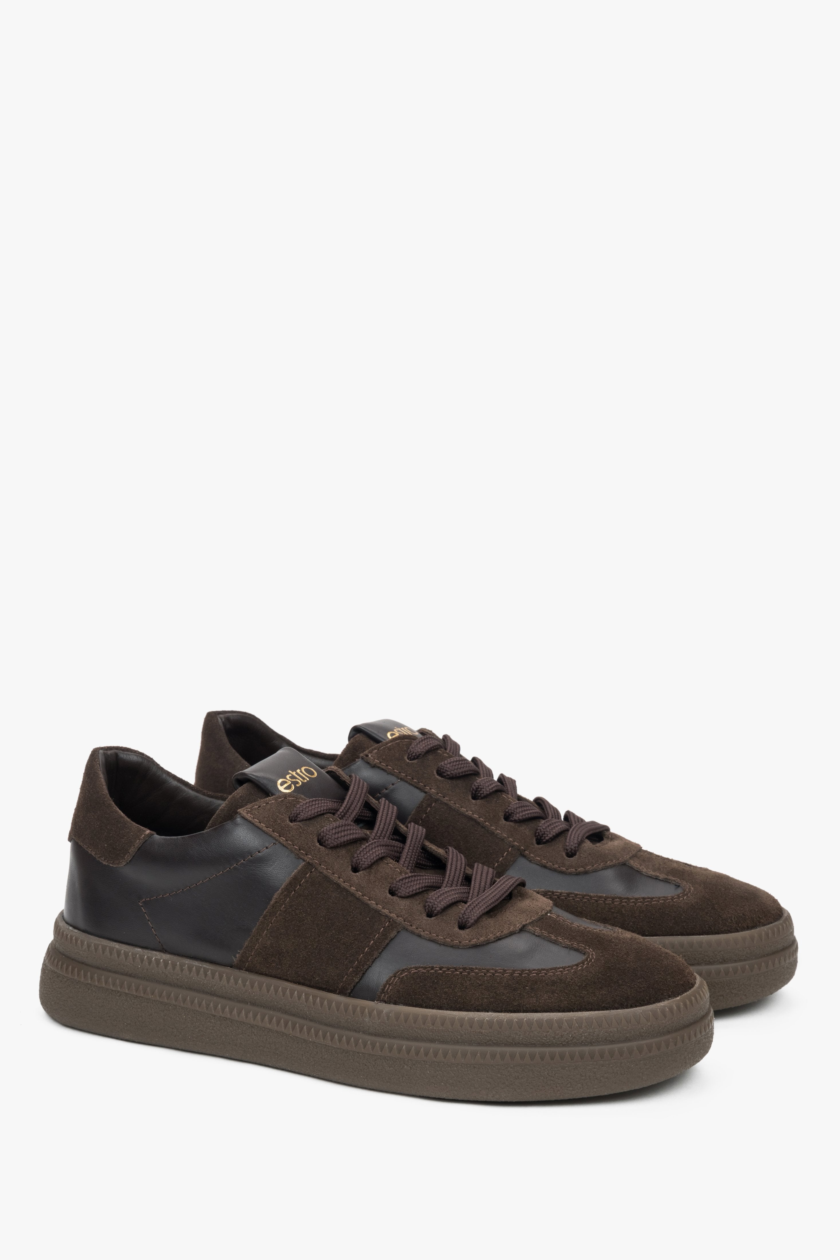 Estro Women's Saddle Brown Low-Top Sneakers.