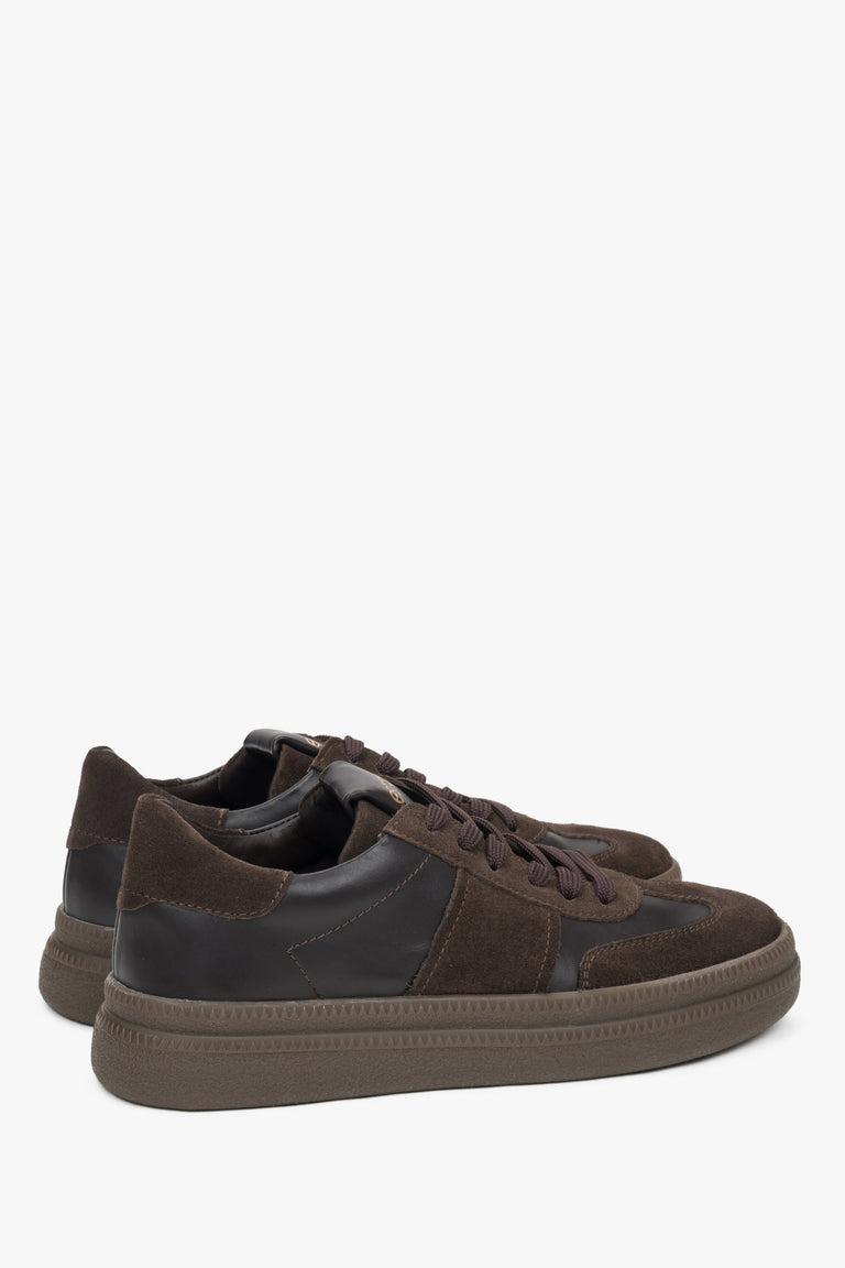 Women's Low-Top Sneakers: Saddle Brown, Velour & Leather Blend.