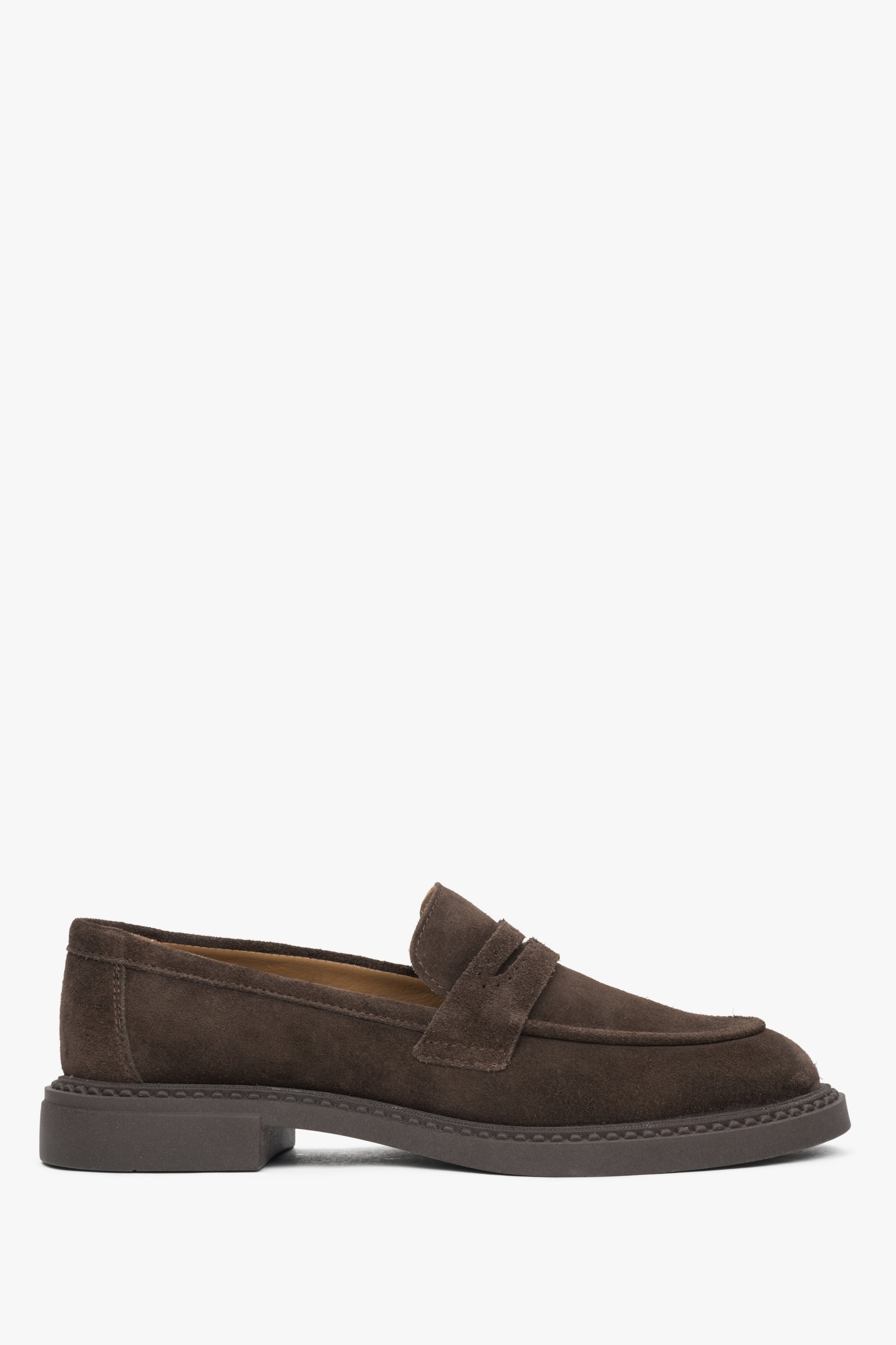 Women's Saddle Brown Penny Loafers: Estro Velour.