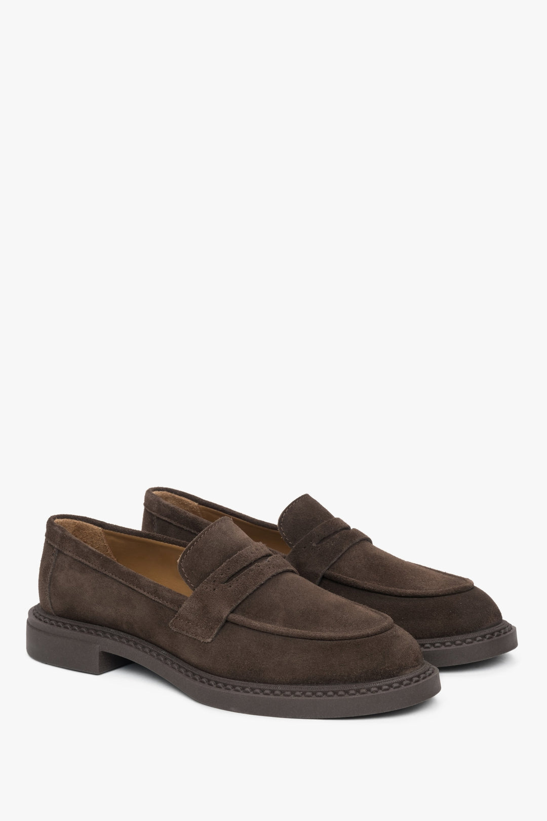 Saddle Brown Penny Loafers for Women in Italian Velour.