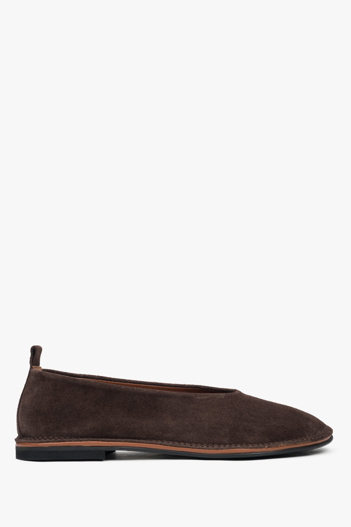 Women's Saddle Brown Soft Velour Ballet Flats Estro ER00117363.