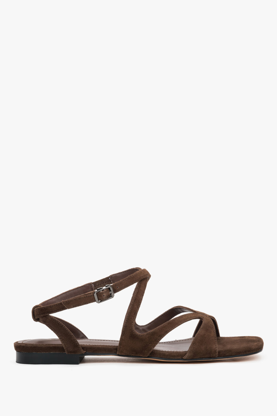 Women’s Saddle Brown Strappy Sandals with Flat Sole Estro ER00119390.